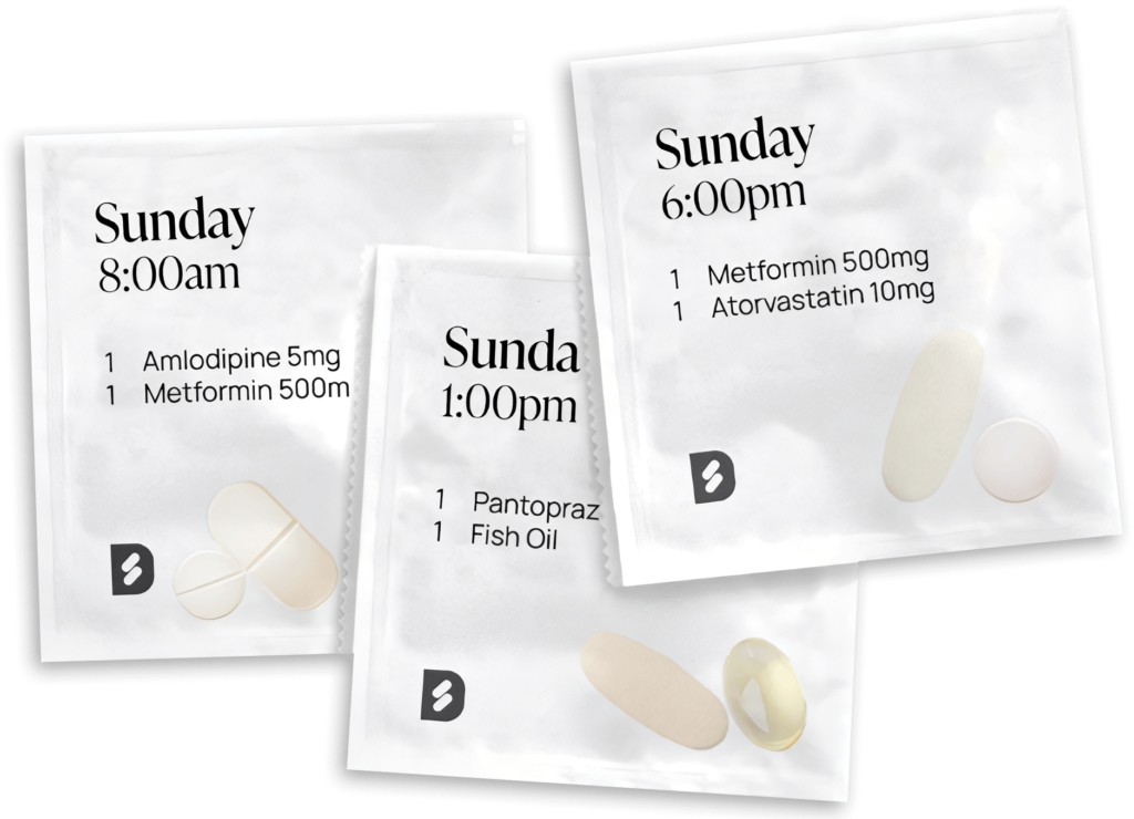 SimpleDose sachets containing medication